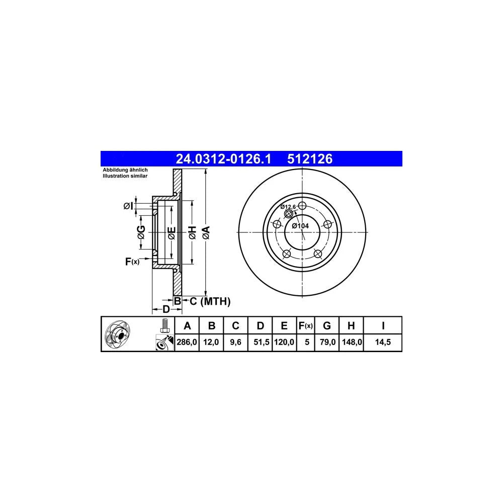 Disc Frana ATE pentru BMW 3/Z3 - 24.0312-0126.1