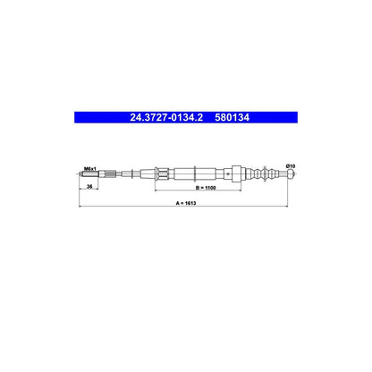 Cablu, Frana De Parcare ATE pentru Volkswagen Corrado/Golf/Vento - 24.3727-0134.2