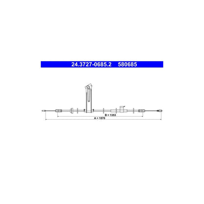 Cablu, Frana De Parcare ATE pentru Ford Transit - 24.3727-0685.2