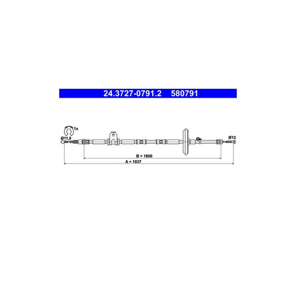 Cablu, Frana De Parcare ATE pentru Opel Insignia A - 24.3727-0791.2
