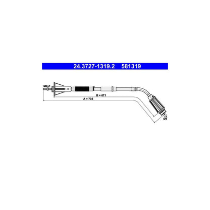 Cablu, Frana De Parcare ATE pentru Volvo S80 - 24.3727-1319.2