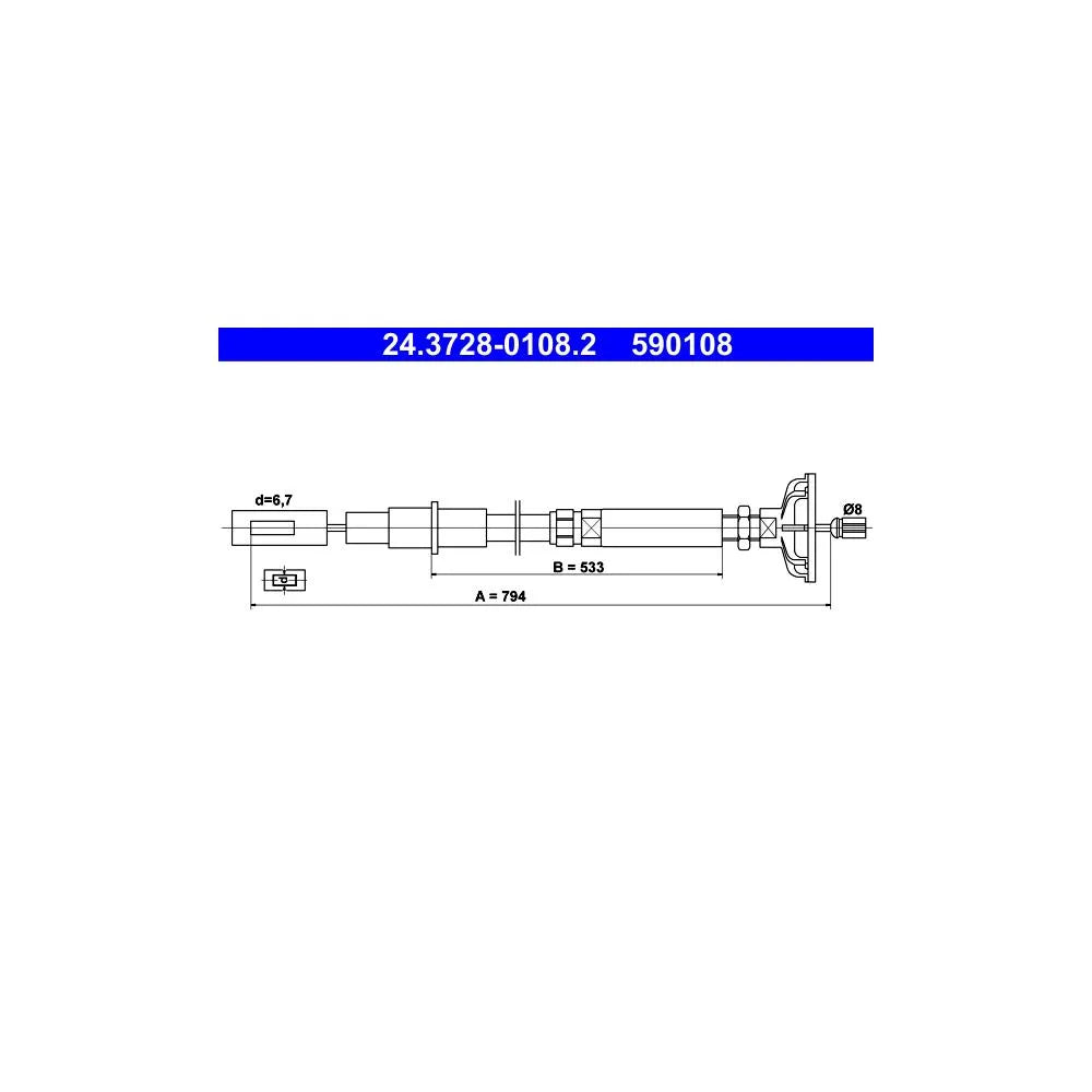 Cablu Ambreiaj ATE pentru Volkswagen Caddy/Golf/Jetta - 24.3728-0108.2