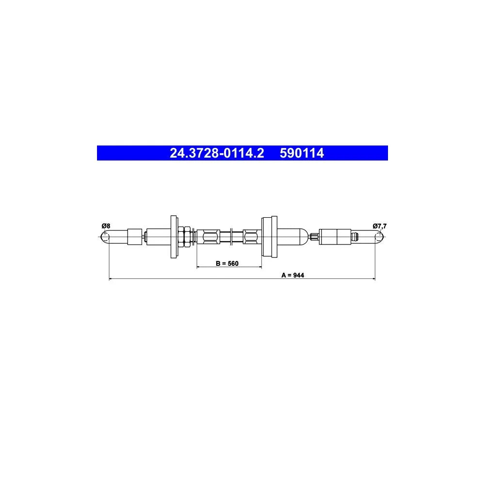 Cablu Ambreiaj ATE pentru Volkswagen Passat/Santana - 24.3728-0114.2