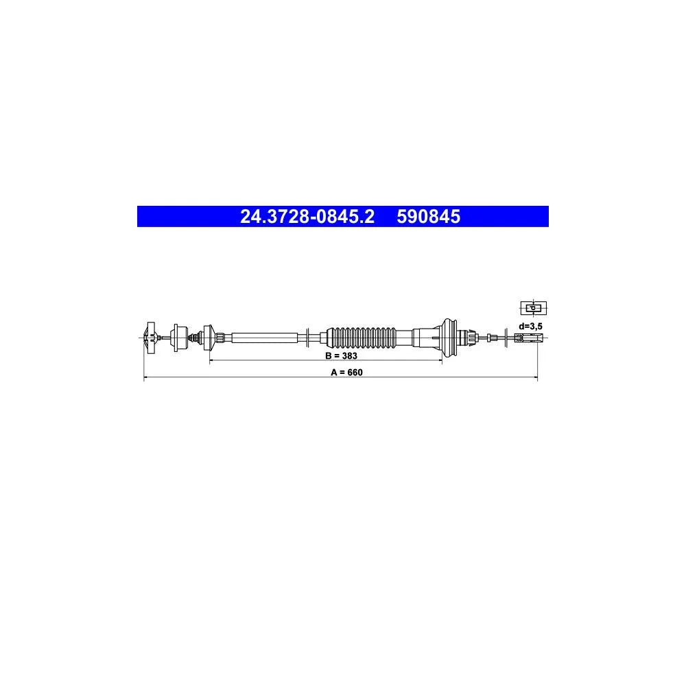 Cablu Ambreiaj ATE pentru Peugeot 206 Cc/206 - 24.3728-0845.2
