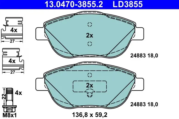 Set placute frana, frana disc TRW - 13.0470-3855.2