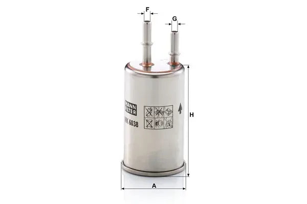 Filtru combustibil -Filter, Volvo V60, S60, S80, V40 Hatchback, V40 Cross Country, XC60 I Suv, V70, V60 I Cross Country, 147x66x64 mm, Mann WK6038