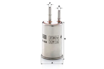 Filtru combustibil -Filter, Volvo V60, S60, S80, V40 Hatchback, V40 Cross Country, XC60 I Suv, V70, V60 I Cross Country, 147x66x64 mm, Mann WK6038