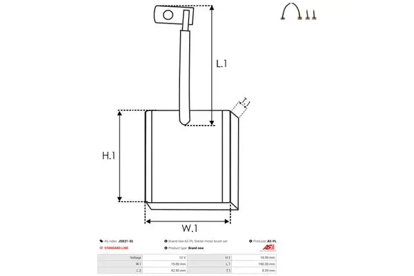 Perie electromotor, 107x107x28 mm, AS-PL JSX3132