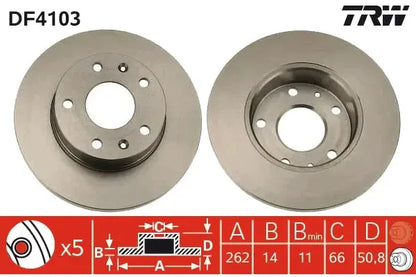 Disc frana, Land Rover, Ø262 mm, TRW DF4103