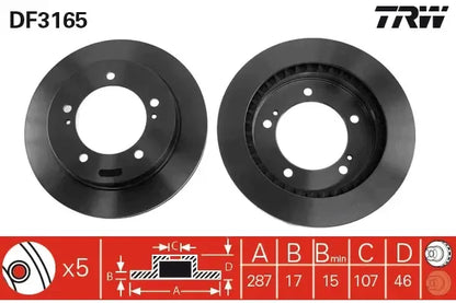 Disc frana, Suzuki, Geo Vitara, Tracker Station Wagon, Tracker Cabrio, Vitara Cabrio, Jimny Autoturism De Teren, Inchis, Ø287 mm, TRW DF3165