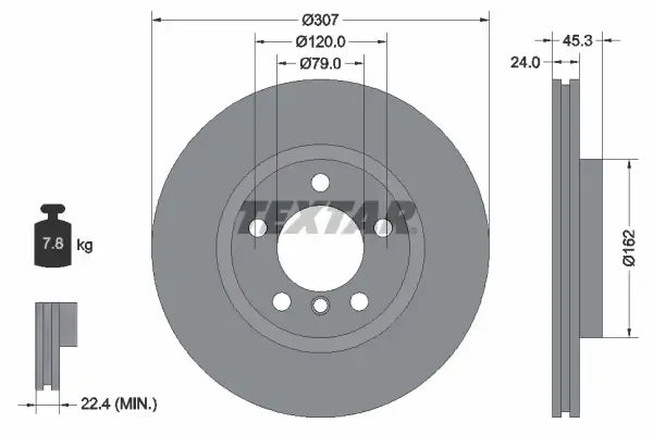 Disc frana, Mini Mini Countryman, Mini Paceman, Ø307 mm, Textar 92275605