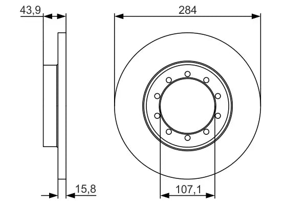 Disc frana, Ford Transit Caroserie, Transit Platou, Sasiu, Transit Bus, Ø284 mm, Bosch 0986479A34