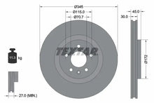 Disc frana, Opel Insignia B Grand Sport, Insignia B Sports Tourer, Insignia B Country Tourer, Ø345 mm, Textar 92323705