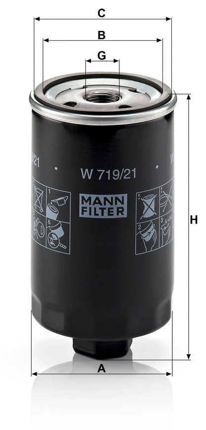 Filtru Ulei Mann-Filter pentru Vw (Volkswagen) Corrado/Golf/Passat/Polo - W719/21