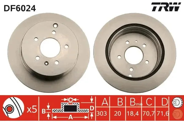 Disc frana, Chevrolet, Opel, Pontiac Antara A, Captiva, Captiva Van, Captiva Sport, Ø303 mm, TRW DF6024