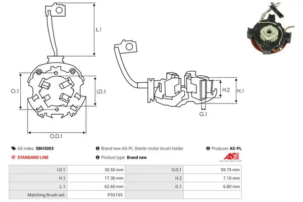 Suport perii, Toyota, 95x74x38 mm, AS-PL SBH3003