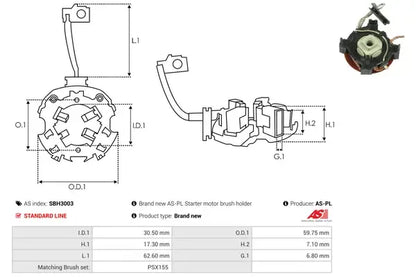 Suport perii, Toyota, 95x74x38 mm, AS-PL SBH3003