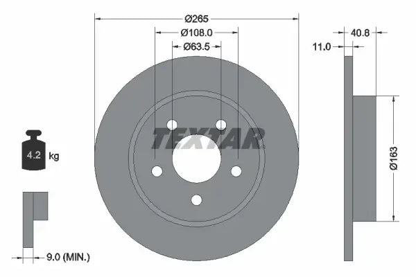 Disc frana, Ford Focus, Focus Ii Turnier, Focus Ii Limuzina, C-max, Focus C-max, Focus Ii Caroserie Inchisa, Combi, Ø265 mm, Textar 92133703