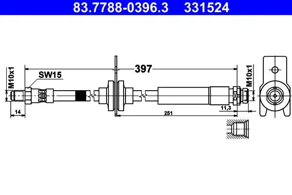 Furtun frana, Ford Focus, Focus Iii Turnier, Focus Iii Limuzina, Focus Iii Caseta, Hatchback, 454x73x40 mm, TRW 83778803963
