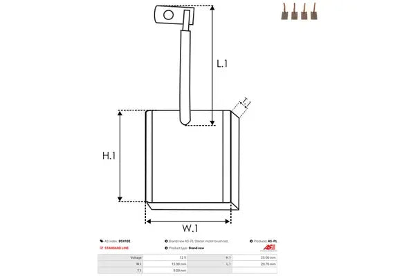 Perie electromotor, 92x56x22 mm, AS-PL BSX102