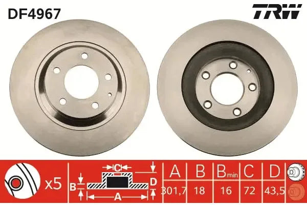 Disc frana, Mazda RX-8, Ø301 mm, TRW DF4967