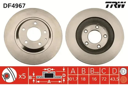 Disc frana, Mazda RX-8, Ø301 mm, TRW DF4967