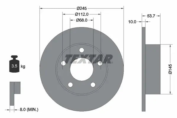Disc frana Textar pentru Audi - 92090803