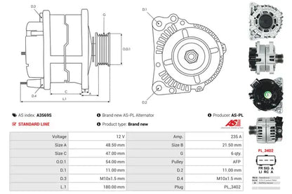 Generator / alternator As-Pl pentru Ford, Ford Usa - A3569S