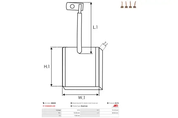 Perie electromotor, 92x54x22 mm, AS-PL SB6004