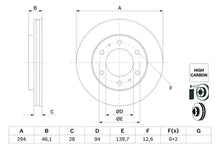 Disc frana Bosch pentru Fiat, Mitsubishi - 0986479F45