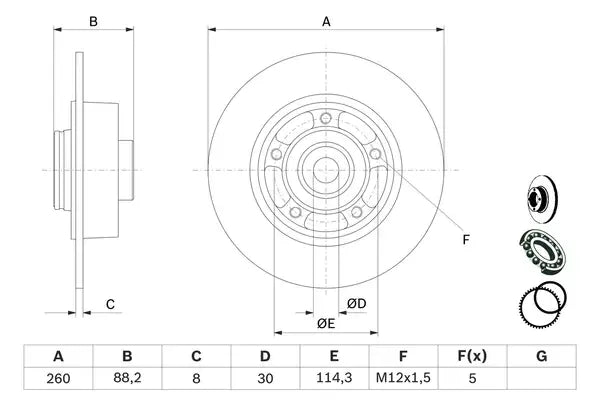Disc frana, Renault, 268x261x116 mm, Bosch 0986479C88