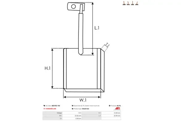 Perie electromotor, 95x48x28 mm, AS-PL BSX192193