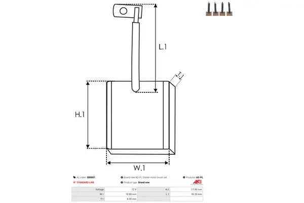 Perie electromotor, 93x66x26 mm, AS-PL SB9001