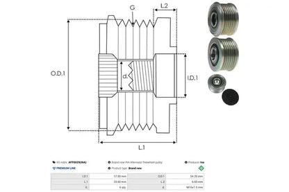 Sistem roata libera generator, Citroen, Fiat, Ford, Lancia, Land Rover, Mini, Peugeot, Volvo, 79x64x62 mm, AS-PL AFP0029INA