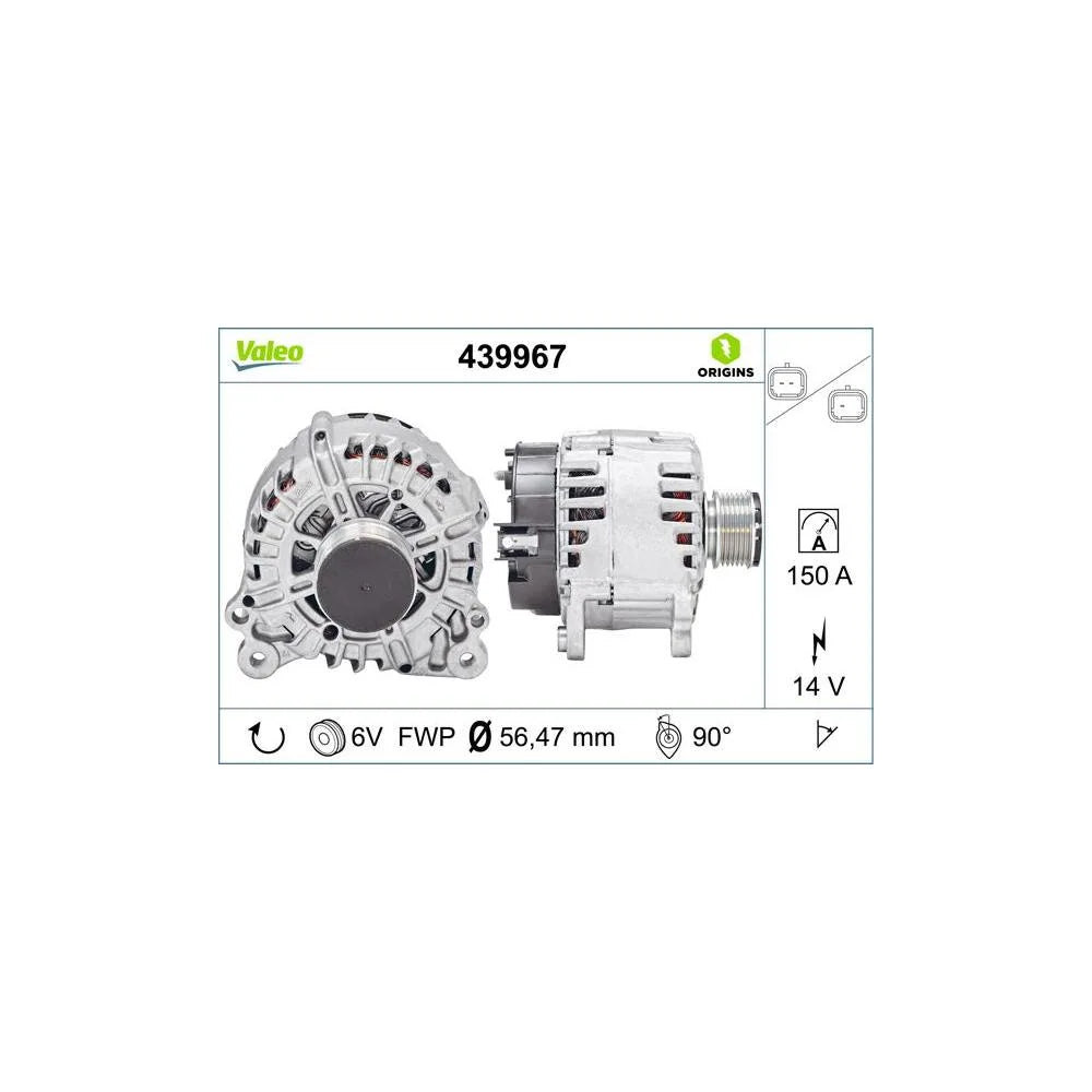 Alternator Valeo pentru Dacia Dokker/Duster/Lodgy/Logan/Sandero, Renault Clio/Duster/Sandero/Thalia - 439967