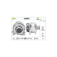 Alternator Valeo pentru Dacia Dokker/Duster/Lodgy/Logan/Sandero, Renault Clio/Duster/Sandero/Thalia - 439967