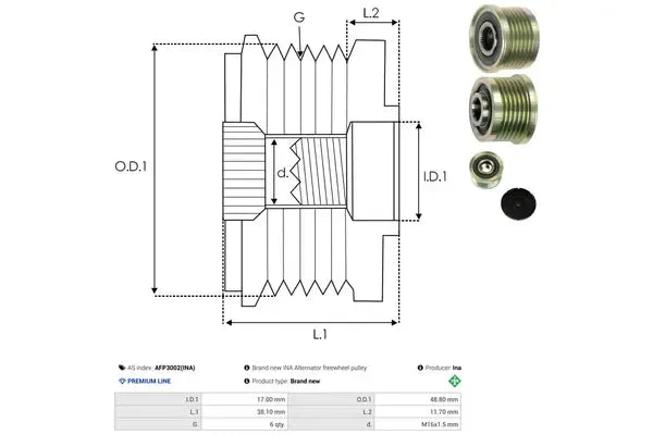 Sistem roata libera generator, Dacia, Mitsubishi, Nissan, Opel, Renault, Volvo, 81x62x61 mm, AS-PL AFP3002INA