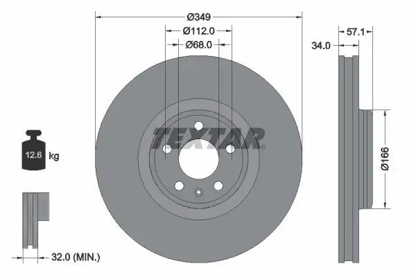 Disc frana, Audi, VW A5 Sportback, Q5, A5, A4 B9, A5 Cabriolet, A6 C8, A4 B9 Avant, A6 C8 Avant, Q7, Q5 Sportback, Ø349 mm, Textar 92289305