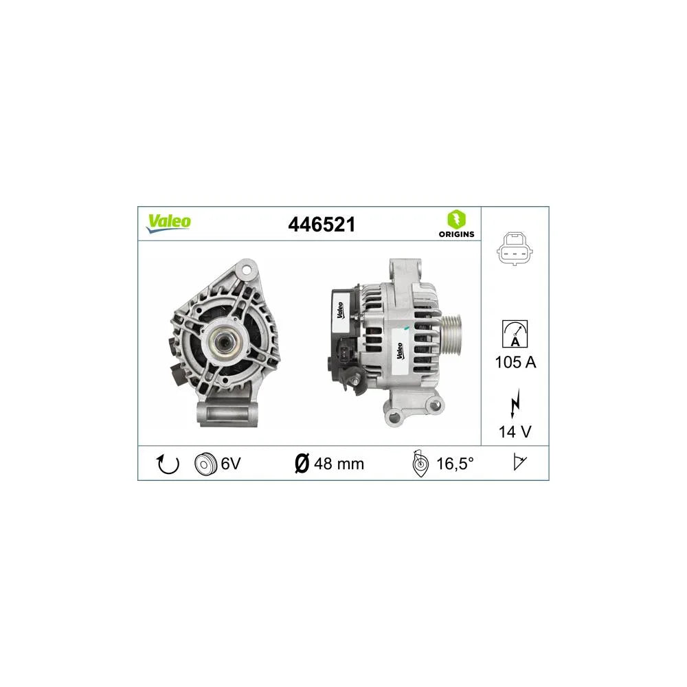 Alternator Valeo pentru Ford C Max/Fiesta/Focus/Fusion, Mazda 2 - 446521
