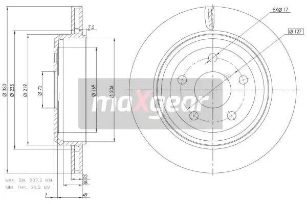 Disc frana, Chevrolet, Dodge, Jeep, Ø330 mm, Maxgear 193225