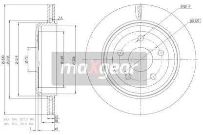 Disc frana, Chevrolet, Dodge, Jeep, Ø330 mm, Maxgear 193225