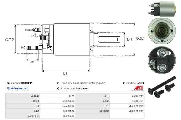 Solenoid, electromotor As-Pl pentru Renault - SS3035P