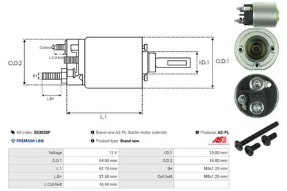 Solenoid, electromotor As-Pl pentru Renault - SS3035P