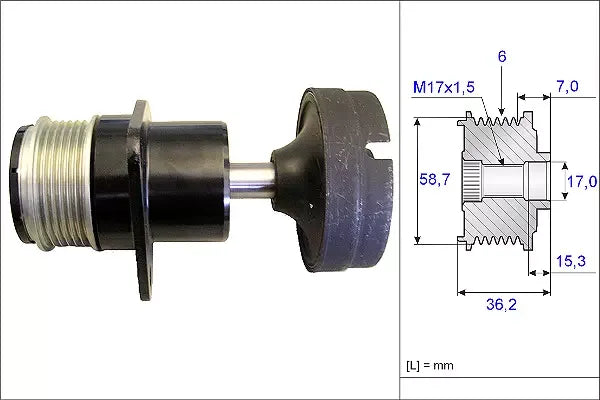 Sistem roata libera generator, Ford, 189x108x102 mm, INA 535015710
