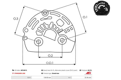 Capac protector alternator, Alfa_romeo, Fiat, Lancia, Opel, 141x139x71 mm, AS-PL APC4013