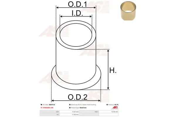 Bucsa arbore demaror, Chevrolet, Daewoo, Fiat, Ford, Lancia, Mercedes_benz, Opel, Rover, Saab, SEAT, Skoda, Ssangyong, Toyota, AS-PL SBU9132
