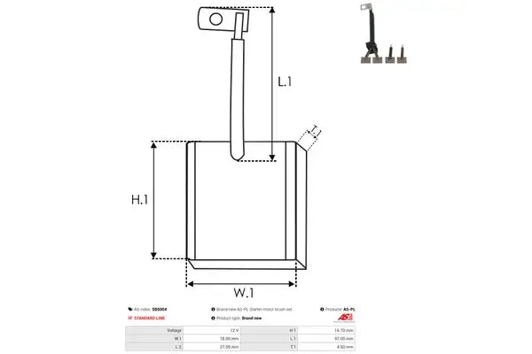 Perie electromotor, 114x100x24 mm, AS-PL SB5004
