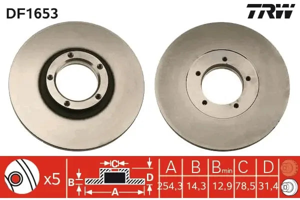 Disc frana, Ford Transit Bus, Transit Caroserie, Transit Platou, Sasiu, Ø254 mm, TRW DF1653