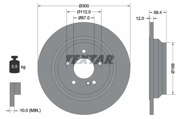 Disc frana, Mercedes-Benz Clasa S, Sl, Ø300 mm, Textar 92176503