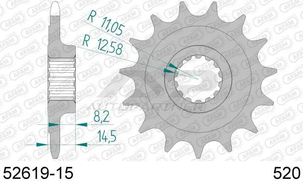 Pinion Transmisie Fata Moto Otel AFA - 52619-15